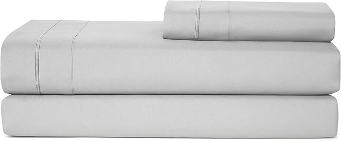 Casual Living Twin Sheets Set 3 Piece Cooling Sheets with 1 Pillowcase Soft Microfiber Hypoallergenic Washable Bed Set Deep Pocket Lightweight Bedding Elasticized for Dorm or Bunk, Twin, Grey