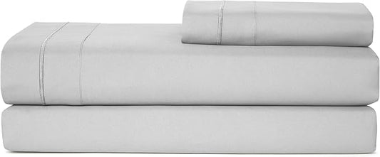 Casual Living Twin Sheets Set 3 Piece Cooling Sheets with 1 Pillowcase Soft Microfiber Hypoallergenic Washable Bed Set Deep Pocket Lightweight Bedding Elasticized for Dorm or Bunk, Twin, Grey