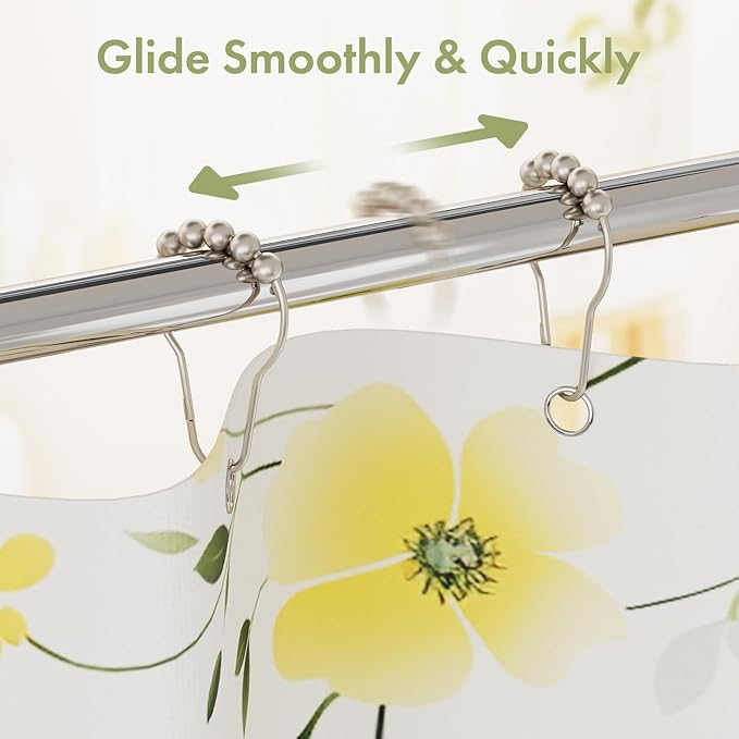 Amazer Decorative Shower Curtain Hooks, Shower Curtain Hooks Rust Proof Stainless Steel Shower Curtain Hooks, Shower Hooks for Shower Curtain Bathroom 12PCS, Matte Nickel