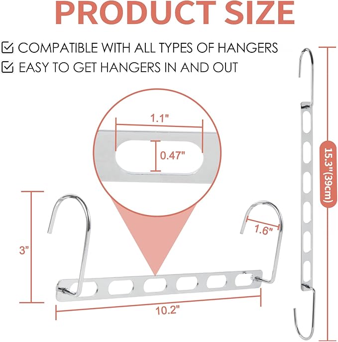 Hangers Space Saving, 12 Pack Metal Hanger Organizer, Closet Space Savers, Collapsible Magic Hangers for Heavy Clothes, Closet Organizers and Storage, College Dorm Room Essentials