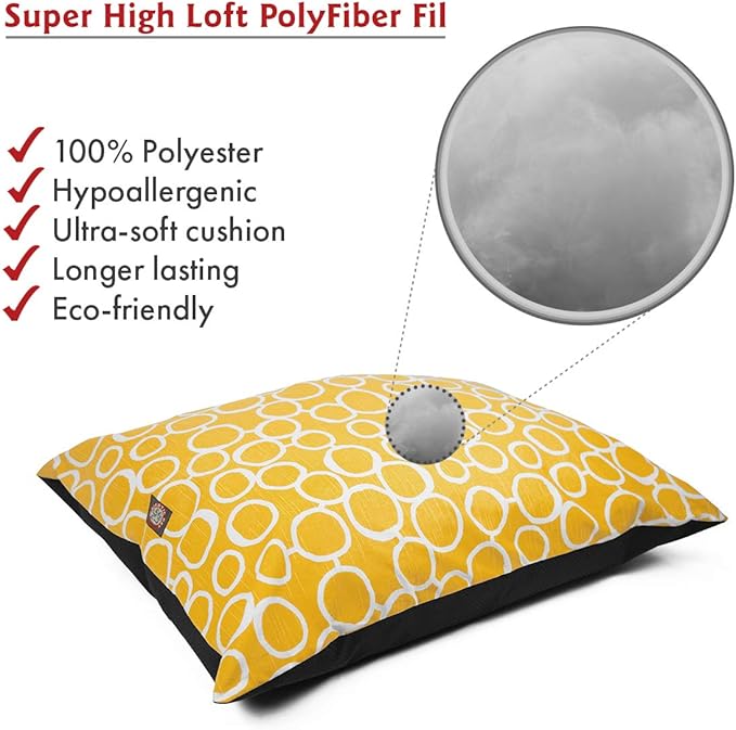 Majestic Pet Rectangle Large Dog Bed Washable – Non Slip Comfy Pet Bed – Dog Crate Bed Super Value Pillow Dog Bed – Dog Kennel Bed for Sleeping - Dog Bed Large Breed 46 x 35 Inch – Fusion Yellow