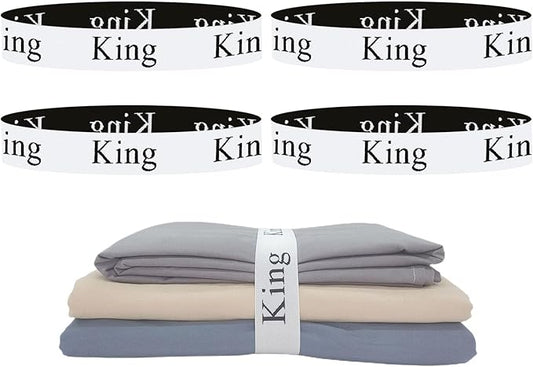 4 Pieces Bed Sheet Organizer Bands, Sheet Organizers and Storage Label Bands, Sheet Label for Bedding, Sheets Organizer for Closet,Sheet Keepers Linen Labels Bedding Bands (4Pcs King)