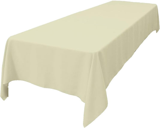 LA Linen Polyester Poplin Washable Rectangular Tablecloth, Stain and Wrinkle Resistant Table Cover 60x108, Fabric Table Cloth for Dinning, Kitchen, Party, Holiday 60 by 108-Inch, Ivory