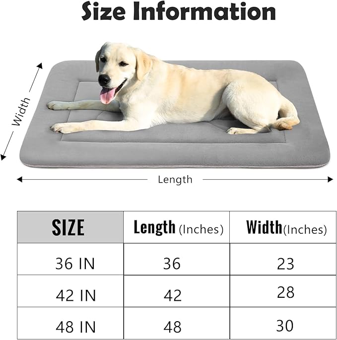 JoicyCo Dog Bed, 36 in Non-Slip Mattress, Soft Fleece Plush Material, Washable, for Medium/Large Dogs, Cat Bed Kennel Pad, Clay Gray