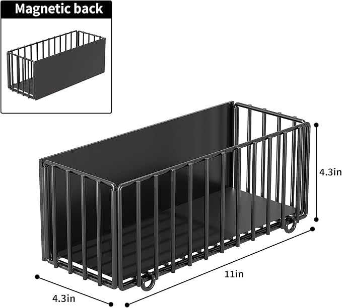 1 Pack Heavy-Duty Magnetic Spice Rack for Refrigerator, 10lbs Capacity, Foldable Organizer Basket with 4.3" Enhanced Height for Large Bottles or Heavy Items, Spices, Kitchen(1 Pack)