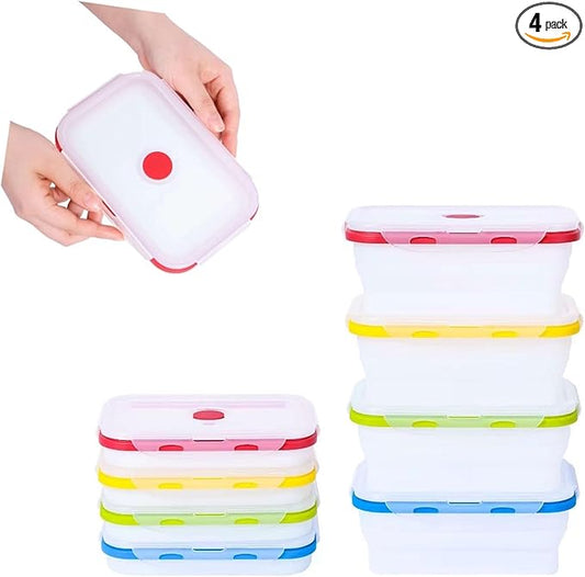 ECOBERI Collapsible Silicone Food Storage Containers, BPA Free, Microwave, Freezer and Dishwasher Safe, Lunch, Meal Prep, Travel, Space-Saving