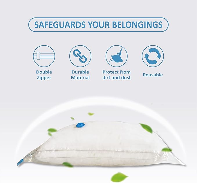 20 Pack Vacuum Storage Bags with Pump, Space Saver Vacuum Storage Bags, Vacuum Seal Bags for Clothing, Comfoters, Pillows, Blanket, Bedding