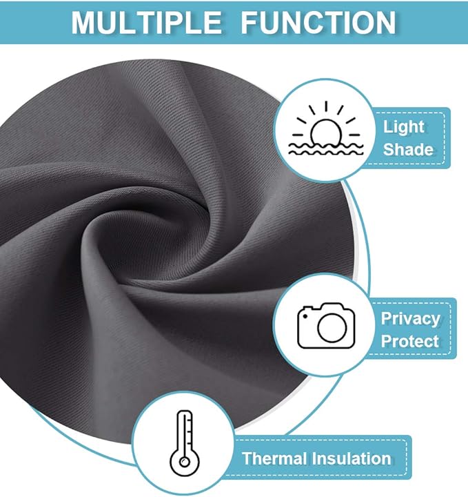 RYB HOME Blackout Curtains Thermal Insulated Panels Decor Slot Top Rod Pocket Blackout Drapes for Living Room Small Window Dressing Energy Saving & Room Darkening, 42 x 54, Grey, 2 Pieces