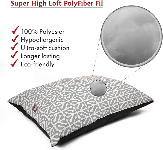 Majestic Pet Rectangle Large Dog Bed Washable – Non Slip Comfy Pet Bed – Dog Crate Bed Super Value Pillow Dog Bed – Dog Kennel Bed for Sleeping - Dog Bed Large Breed 46 x 35 Inch – Aruba Gray