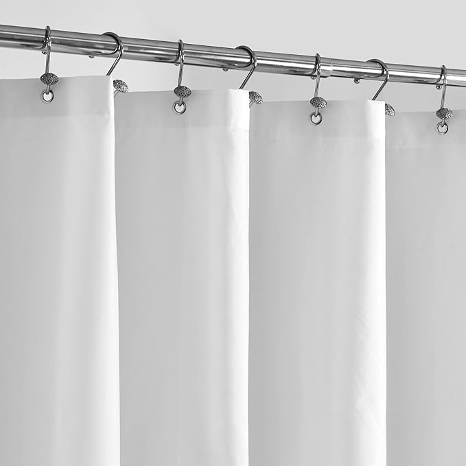 ALYVIA SPRING Stall Fabric Shower Curtain Liner Waterproof - 60" x 72", Soft & Lightweight Stall Size Shower Curtain with Magnets, Machine Washable - 60x72, White
