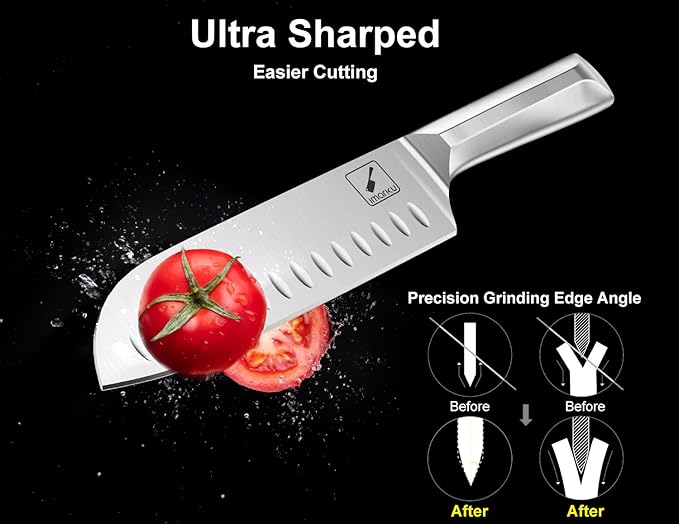 imarku® 15 PCS Kitchen Knife Set with Diamond Shaped Handle Dishwasher Safe Kitchen Knives Premium German High Carbon Stainless Steel Chef Knife Set, Father's Day Gifts