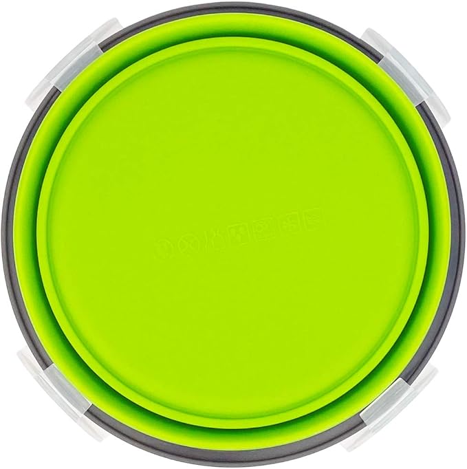 CARTINTS 1200ml Large Collapsible Meal Prep Containers, Reusable Silicone Food Storage Containers, Stackable Fridge Storage Containers, With Leakproof Lids, Microwave and Freezer Safe, Green