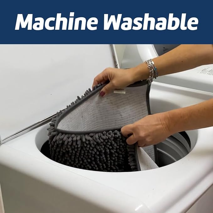 Muddy Mat® Dog Sit Door Embroidery Mat Super Absorbent Microfiber Indoor Outdoor mat for Muddy Paws, Non-Slip Washable Pet Rug, Quick Dry Chenille Entryway Carpet, Machine Washable – Grey 19”x30”