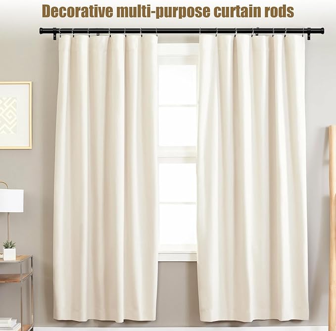 "Black Wrap Around Industrial Curtain Rod, 32-72Inches Adjustable, 1-Inch Diameter, Black - Indoor and Outdoor Use"