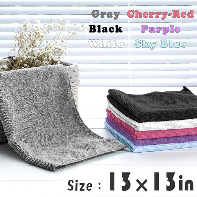 Microfiber Cleaning Cloth-24Pcs (13x13 inch) Ultra Soft Highly Absorbent Rags for Housekeeping-Machine Wash (White)