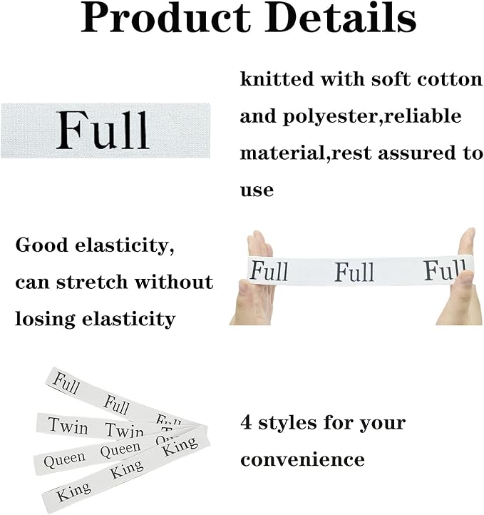 6 Pieces Bed Sheet Organizer Bands, Sheet Organizers and Storage Label Bands, Sheet Label for Bedding, Sheets Organizer for Closet,Sheet Keepers Linen Labels Bedding Bands (Full)