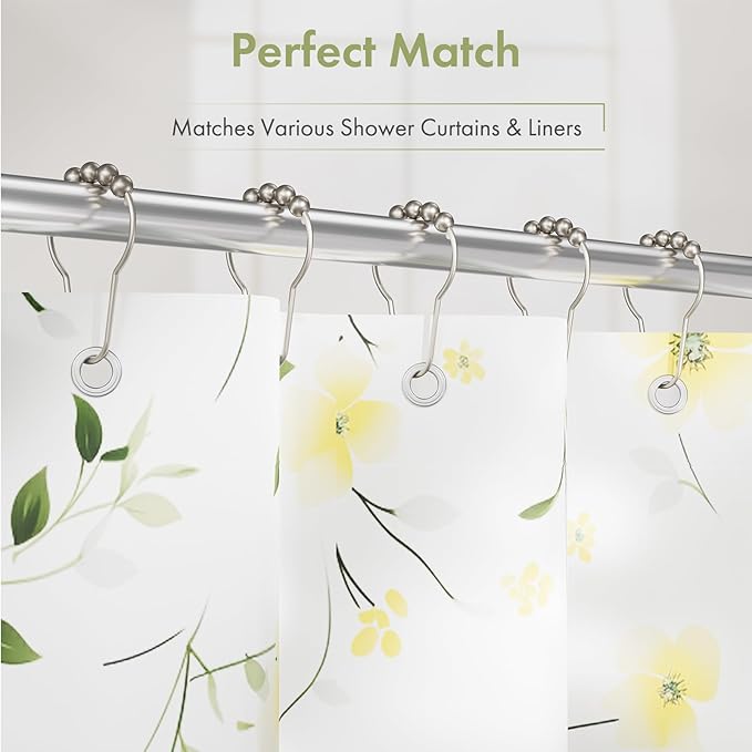 Amazer Decorative Shower Curtain Hooks, Shower Curtain Hooks Rust Proof Stainless Steel Shower Curtain Hooks, Shower Hooks for Shower Curtain Bathroom 12PCS, Matte Nickel