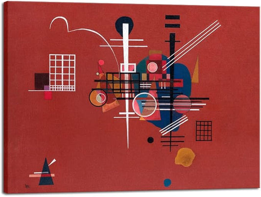 Wieco Art Canvas Prints Dull Red,1927 by Wassily Kandinsky Classic Abstract Art Famous Paintings Reproductions Canvas Wall Art for Living Room Home Decor Wall Decorations