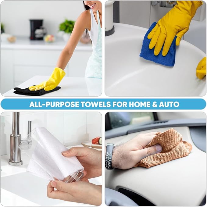 AIDEA Microfiber Cleaning Cloth 165 Sheets 3 Roll, Black Microfiber Towels for Cars, Shop Rags Washable, Cleaning Rags Reusable Paper Towels for Automotive, Mechanic, Workshops, House, 11×9"