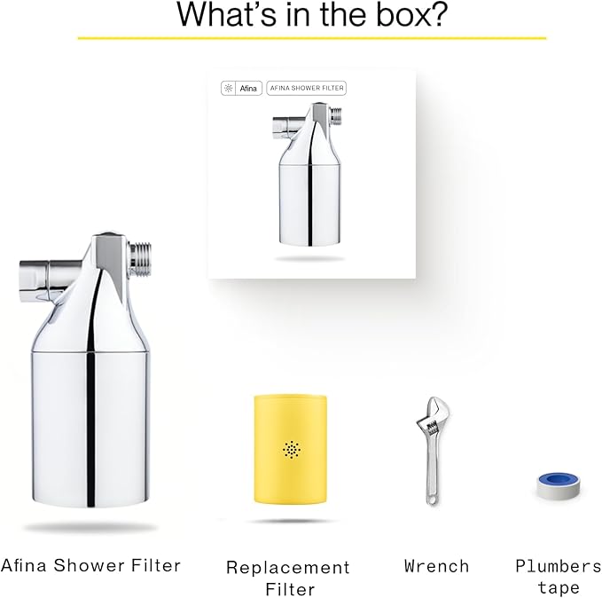Afina Shower Filter For Hard Water - Removes 99% Chlorine, Harmful Substances & Heavy Metals - Improves your Skin & Hair (Chrome)