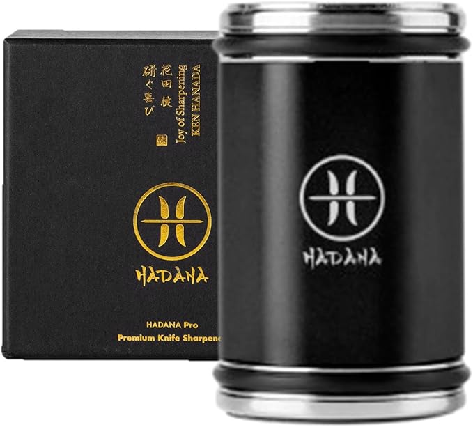 HADANA Black Edition Rolling Knife Sharpener - Easy to use 2-Whetstone Knife Sharpener Kit with #360 Diamond & #600 Ceramic, Durable Aluminum Alloy Body, Magnetic Knife Holder with Silicone Pad