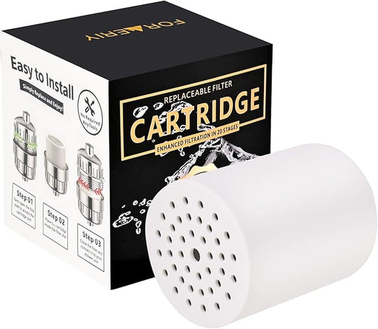 20 Stage Hard Water Shower Filter Replacements,White,Cylindrical Filter Replacement Cartridge For Hard Water - Removes Chlorine, Heavy Metals, Iron, Sediments,2.64 X 2.36 Inches.