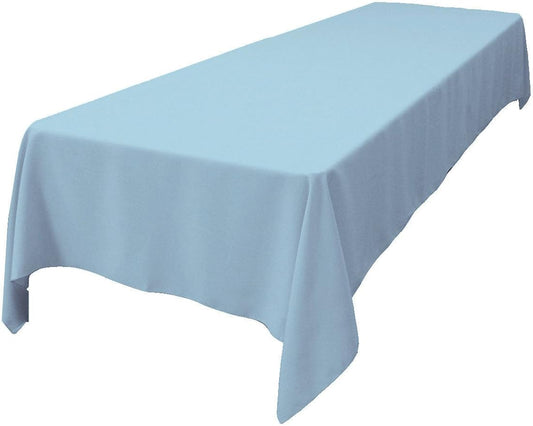 LA Linen Polyester Poplin Washable Rectangular Tablecloth, Stain and Wrinkle Resistant Table Cover 60x108, Fabric Table Cloth for Dinning, Kitchen, Party, Holiday 60 by 108-Inch, Blue Light