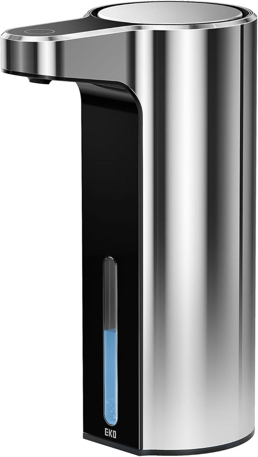 EKO Aroma 9 fl oz Automatic Liquid Soap Dispenser, Rechargeable & Water-Resistant for Kitchen and Bathroom with Adjustable Soap Dispensing Volume Control (Chrome Metallic)