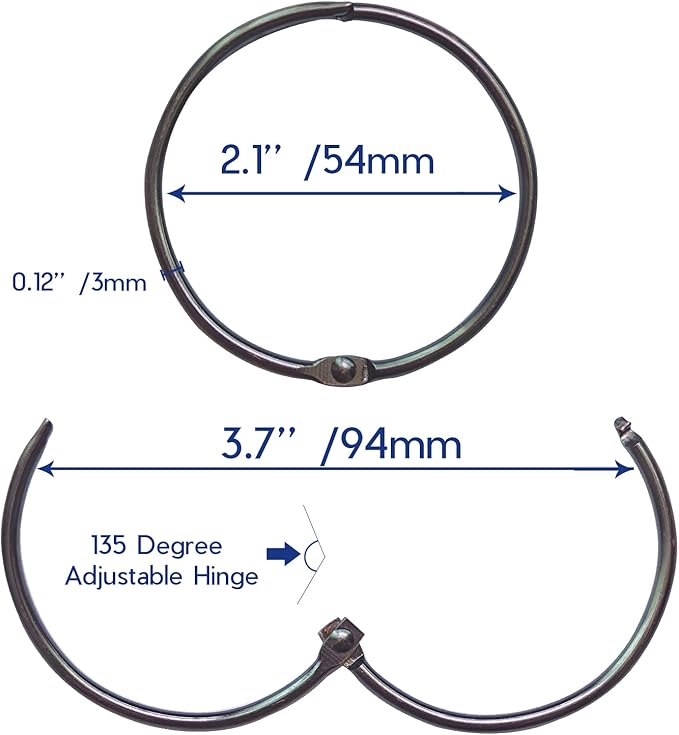 UNCONSIL 24 Pack Shower Curtain Rings, Rust Proof, ORB, Zinc Alloy, 2 Inch, Circular, Decorative, Loose Leaf Rings