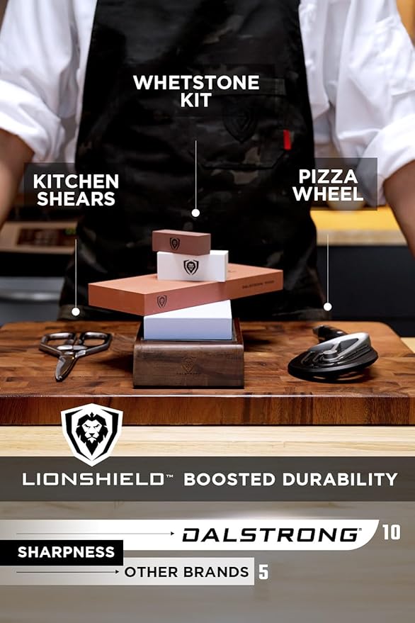 Dalstrong Pizza Wheel Cutter, Whetstone Knife Sharpener & Kitchen Scissors All Purpose -High-Carbon Heavy-Duty Stainless Steel - G10 Handle - Razor Sharp & Blade Cover