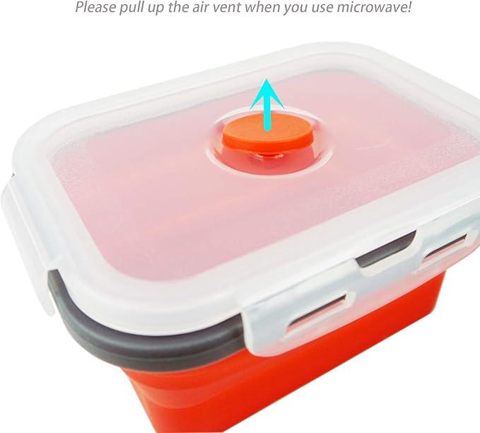 CARTINTS Reusable Silicone Food Storage Containers, Collapsible Cmaping Food Containers, Silicone Bowls Silicone Lunch Containers with Airtight Lids, Ideal for Travel and Camping, 3Pack