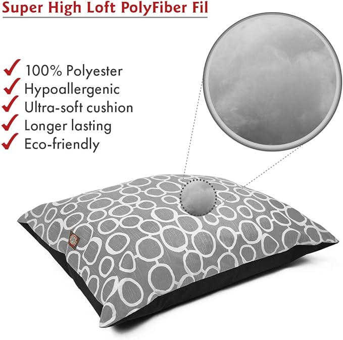 Majestic Pet Rectangle Large Dog Bed Washable – Non Slip Comfy Pet Bed – Dog Crate Bed Super Value Pillow Dog Bed – Dog Kennel Bed for Sleeping - Dog Bed Large Breed 46 x 35 Inch – Fusion Gray