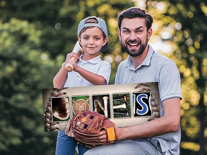 Block Mount - Personalized Baseball Name Art Print for Man cave, Boys Room, or Office!