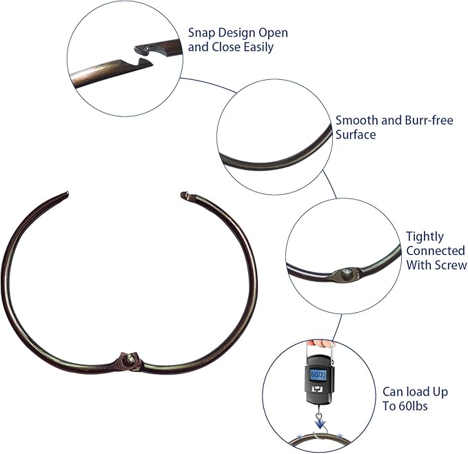 UNCONSIL 24 Pack Shower Curtain Rings, Rust Proof, ORB, Zinc Alloy, 2 Inch, Circular, Decorative, Loose Leaf Rings