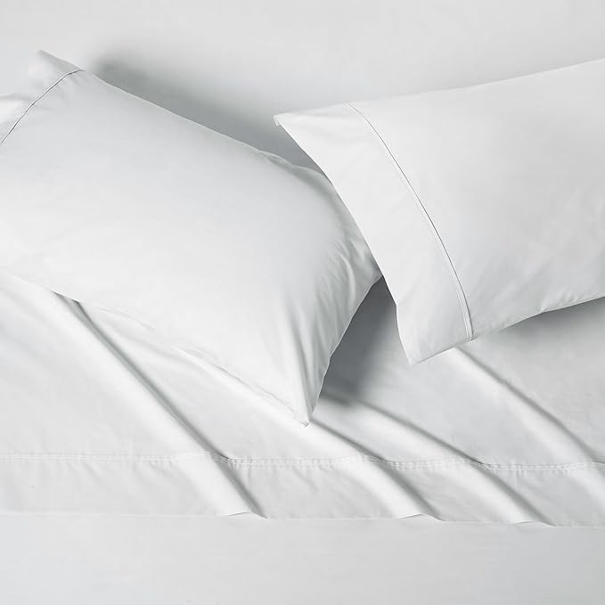 Amazon Basics Soft Organic Cotton Sheet Set with 2-Pieces Pillowcase, White, King