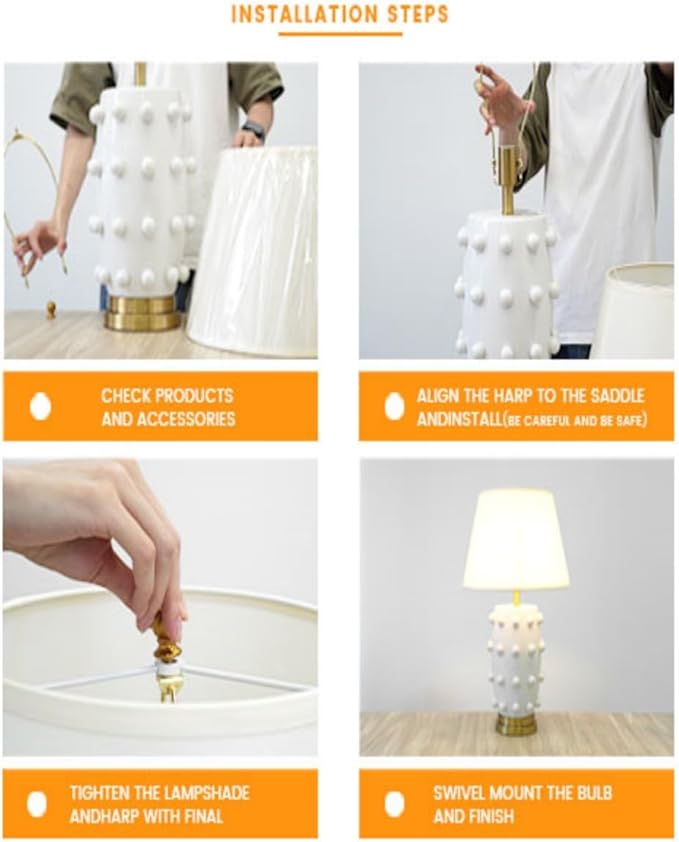 Modern Ceramic Linden Table Lamp - 30" White Ball Farmhouse Design, Classic Nightstand Large Linden Lamp Tapered Drum Shade for Living Room, Bedroom, Office, and Home （White）