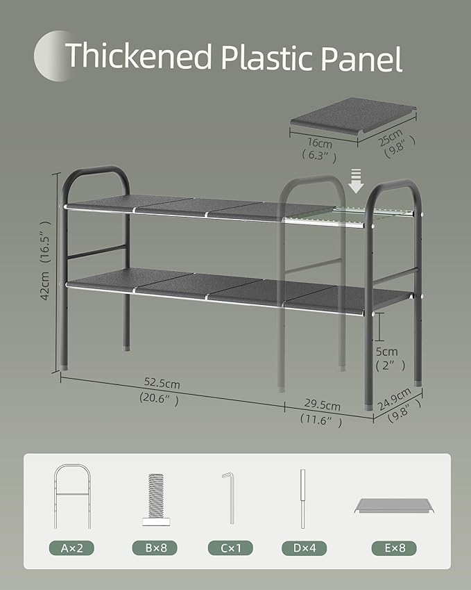 NETEL 2 Pack Under Sink Organizers and Storage,Expandable Under Cabinet Organizer Shelf with 8 Removable Panels,Expandable Shelf for Cupboard,Kitchen,Bathroom,Shoe Storage Rack