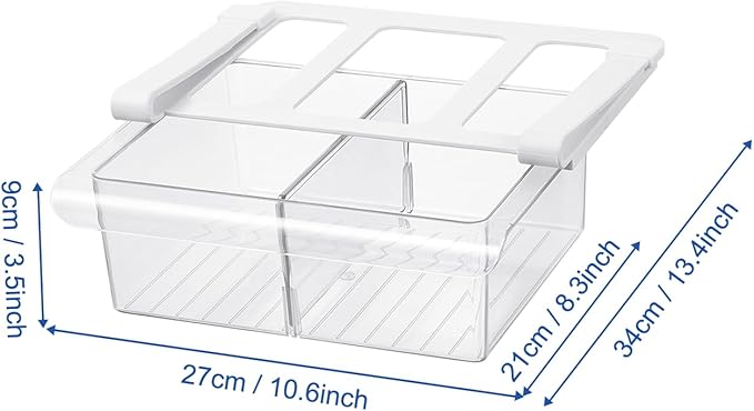 Pull-Out Fridge Drawer Organizer - Under Shelf Storage Bins for Refrigerator Organization for Fruits Vegetables, Cheese & Deli (Tall & Narrow with dividers)