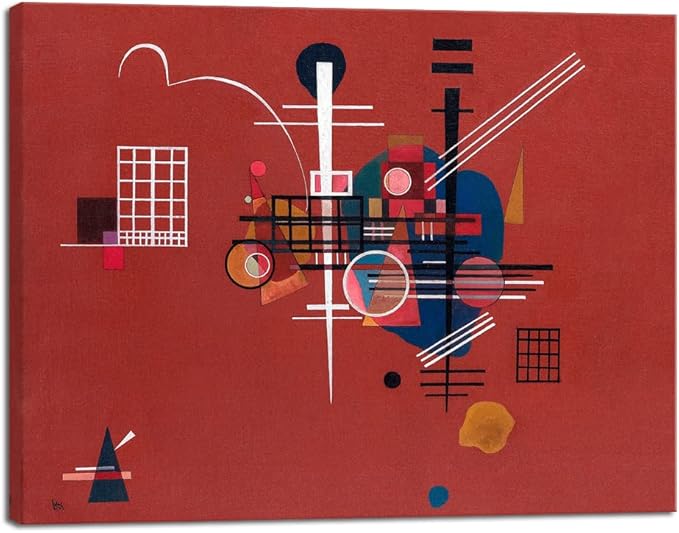 Wieco Art Canvas Prints Dull Red,1927 by Wassily Kandinsky Classic Art Reproductions Canvas Wall Art for Home Decoration