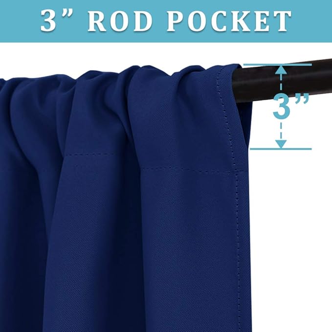 RYB HOME Blackout Curtains for Living Room, Room Darkening Small Window Treatment Thermal Insulated Privacy Blinds for Bedroom Bathroom Dining Room, Marine Blue, W42 x L63 inch, 2 Panels