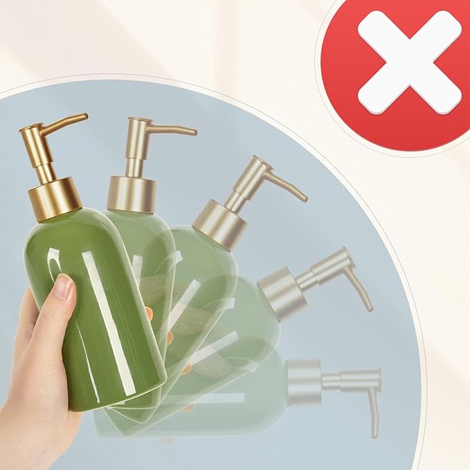 Natheeph 14OZ Ceramic Soap Dispenser Ceramic Soap Pump Dispenser Can Fill Liquid for Bathroom/Kitchen (Green)