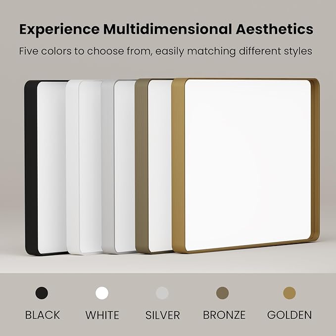 20X30 Inch Black Bathroom Mirror, Black Metal Framed Mirror for Wall, Rounded Rectangle Matte Bathroom Vanity Mirror with Tempered Glass, Anti-Rust, Horizontal/Vertical