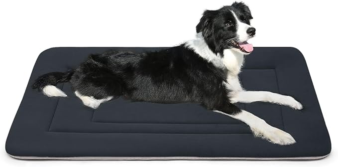 JoicyCo Dog Bed Soft Dog Crate Bed Pad Mat, 36 in Non Slip Bottom Washable Beds for Medium and Large Dogs, Pet Bed Mattress Kennel Pad, Dark Gray