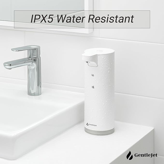 EasyFoam Automatic Foaming Soap Dispenser - Rechargeable Automatic Soap Dispenser Touchless for Bathroom or Kitchen, Motion Sensor, 2 Levels, IPX5 Water-Resistant, 9.5oz (White)