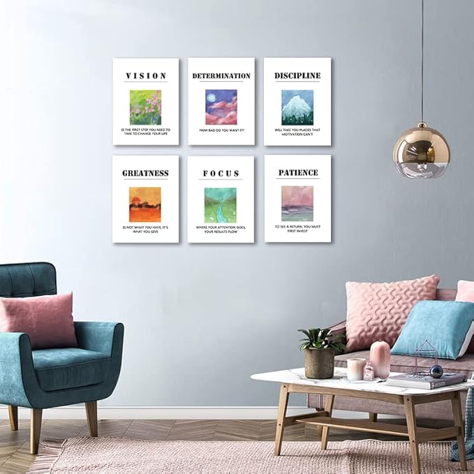 Landscape Canvas Wall Art，Motivational Wall Art Decoration Painting .Suitable forGym, Library, Office, Living Room and Home Deco,Tabletop/Hanging(29x38cm) Framed 3