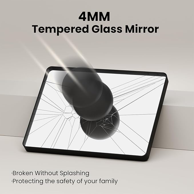 22x30 Inch Black Bathroom Mirror, Rounded Rectangle Matte Framed Wall Mounted Mirror, Bathroom Vanity Mirror, Tempered Glass, Anti-Rust, Horizontal/Vertical...