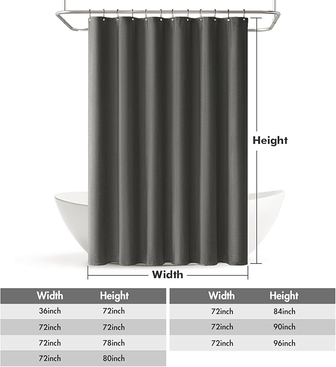 MIULEE Linen Shower Curtain with 12 Metal Hooks Modern Heavy Duty Washable Fabric Shower Curtain Set Waterproof Thick Cloth Shower Curtains for Bathroom Bathtub Washable, W72*L72, Charcoal Grey