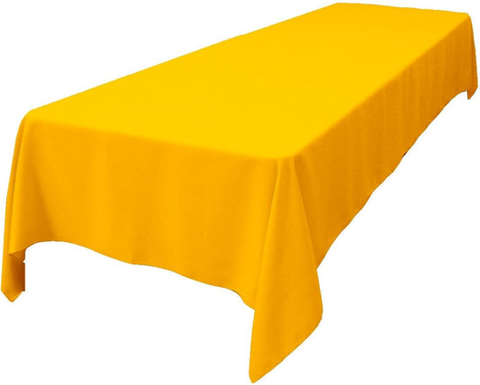 LA Linen Polyester Poplin Washable Rectangular Tablecloth, Stain and Wrinkle Resistant Table Cover 60x108, Fabric Table Cloth for Dinning, Kitchen, Party, Holiday 60 by 108-Inch, Yellow Dark