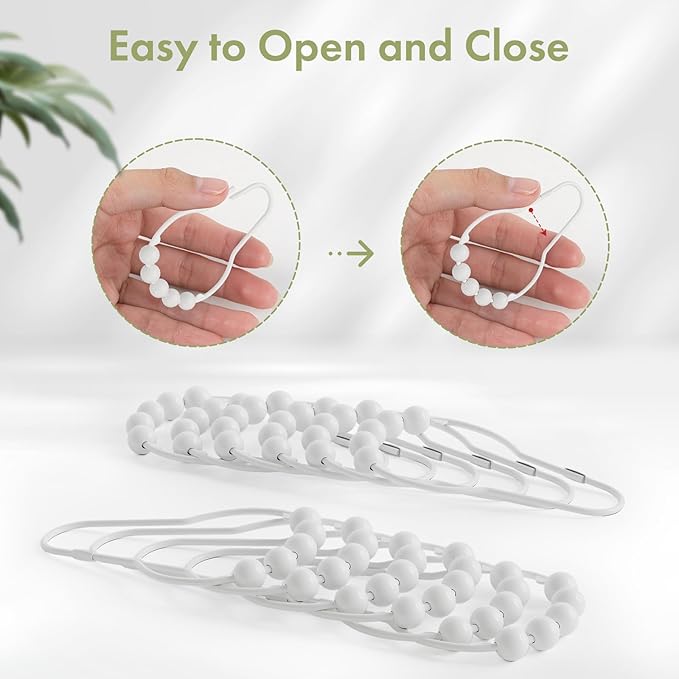 Amazer Shower Curtain Hooks, Decorative Shower Curtain Hooks Rust-Resistant Stainless Steel Shower Curtain Hooks for Bathroom Shower Rod-Set of 12, Polished White