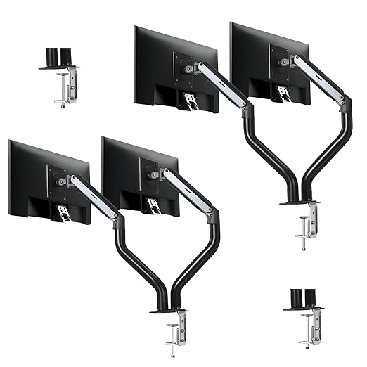 Lyngins 2 Pack Dual Monitor Desk for 15 to 27 Inch Screens Computer Dual Monitor Stand for Desk, VESA Mounting Holes 75 and 100mm, Stand Up to 26.4lbs Monitor Wall Mount, Black